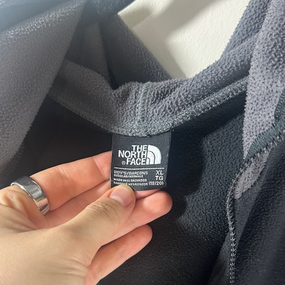 The North Face Two-Tone Black and Gray Fleece Jacket Boys XL Hooded - Picture 4 of 6